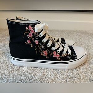 Floral Embroidered High-Top Sneakers